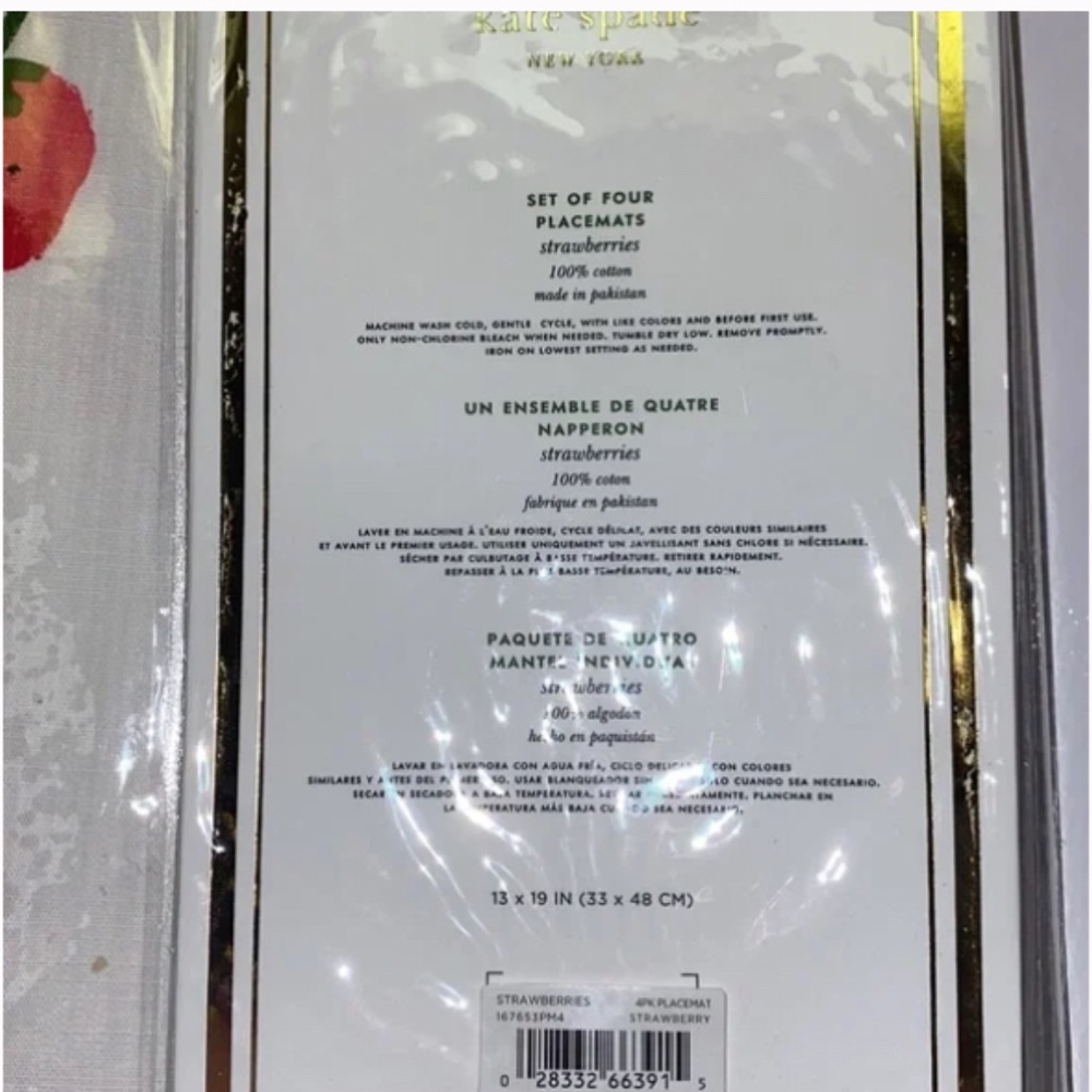 Kate spade strawberry placemats set of 4 nwt - Picture 4 of 5